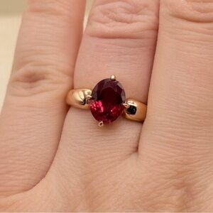 Radiant Gold Ring with High Quality Lab Grown 2 Carat Ruby Gemstone
